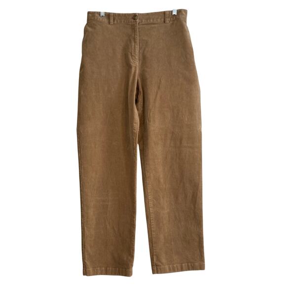 LL Bean Tan Corduroy Curvy Fit Cotton Academia Preppy Trouser Pants Size 12 - Picture 1 of 16